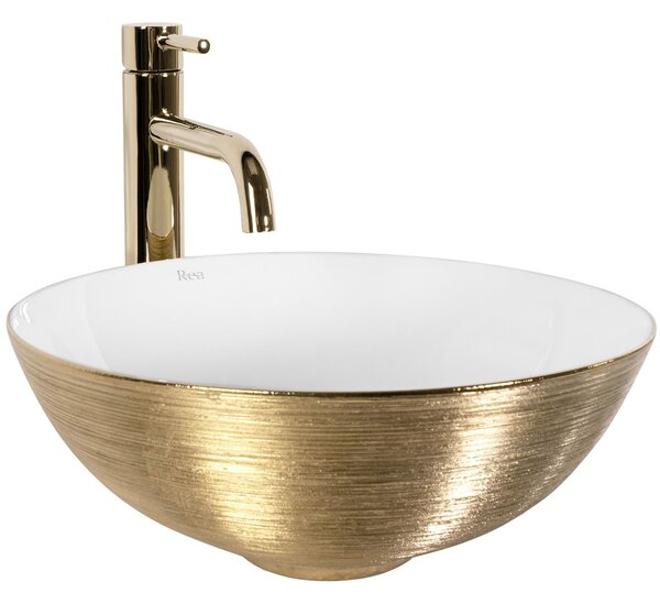 Countertop basin REA STELLA Gold Brush / White