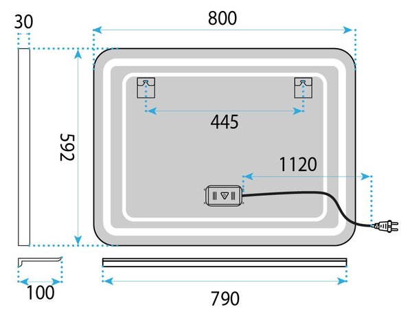 LED Shelf Mirror 80x60 cm L-8060