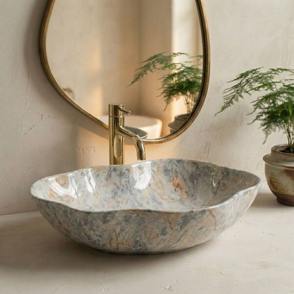 Countertop washbasin Rea Pearl Ruststone