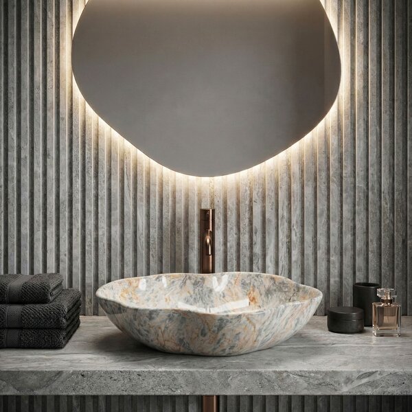 Countertop washbasin Rea Pearl Ruststone