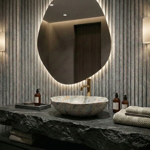 Countertop washbasin Rea Pearl Ruststone