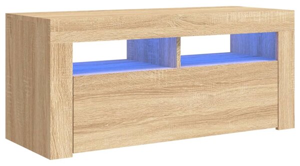 TV Cabinet with LED Lights Sonoma Oak 90x35x40 cm