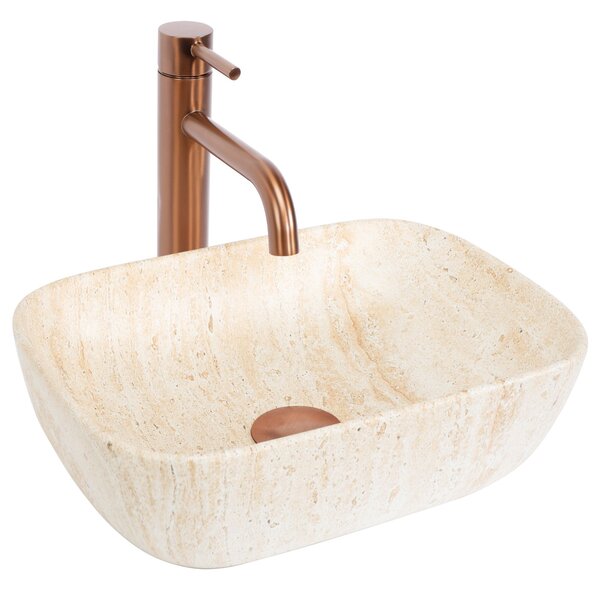 Countertop Basin Rea BELINDA MINI TRAVERTINE MATT