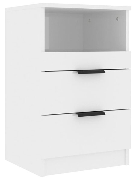 Bedside Cabinet High Gloss White Engineered Wood