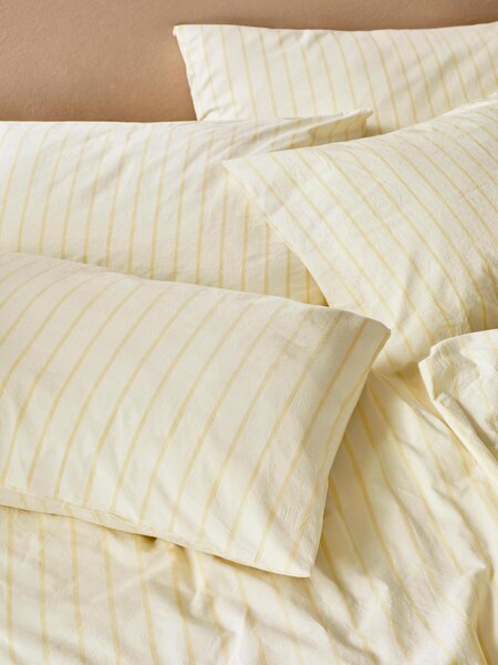 Butter Yellow Slumber Stripe Cotton Pillowcase (Pair) | Standard | Piglet in Bed