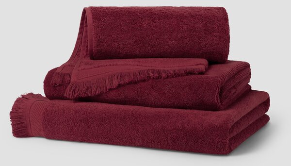 Rhubarb Fringe Edge Cotton Towels | Hand Towel | Piglet in Bed
