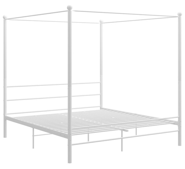 Canopy Bed Frame without Mattress White Metal 180x200 cm Super King