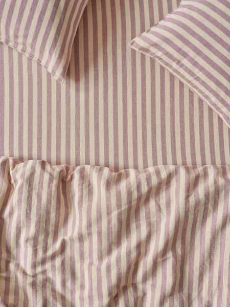 Elderberry Pembroke Stripe Linen Blend Fitted Sheet | Single | Piglet in Bed