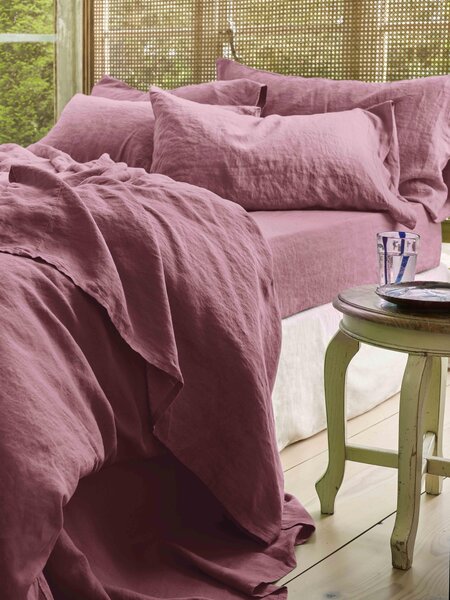 Raspberry Linen Blend Flat Sheet | Single | Piglet in Bed