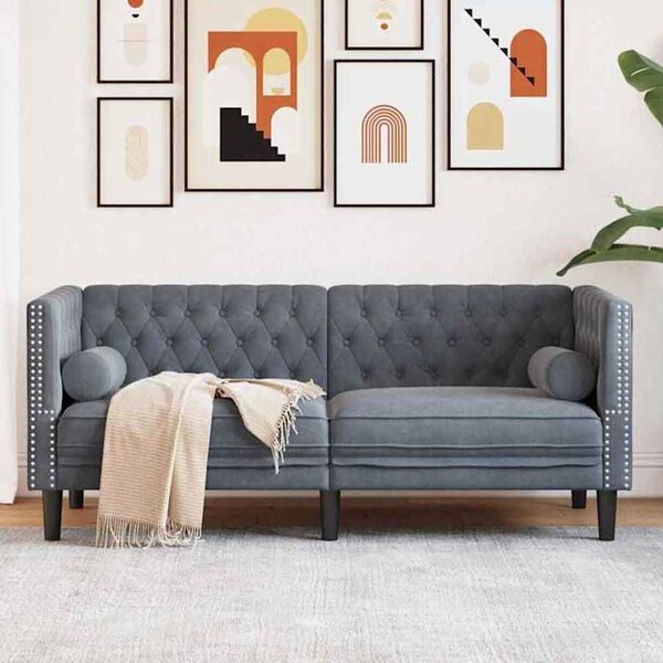 Ardino Velvet 2 Seater Sofa In Dark Grey