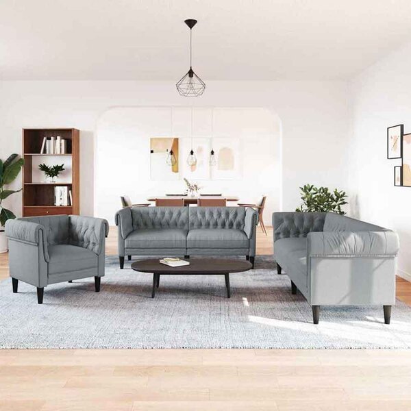 Ardino Fabric 3+2+1 Sofa Set In Light Grey