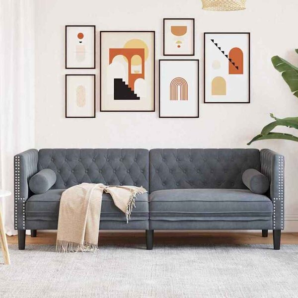 Ardino Velvet 3 Seater Sofa In Dark Grey