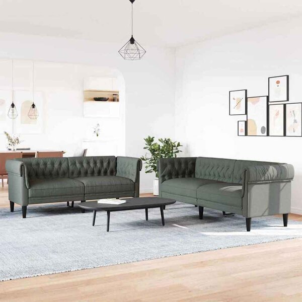 Ardino Fabric 3+2 Sofa Set In Dark Grey