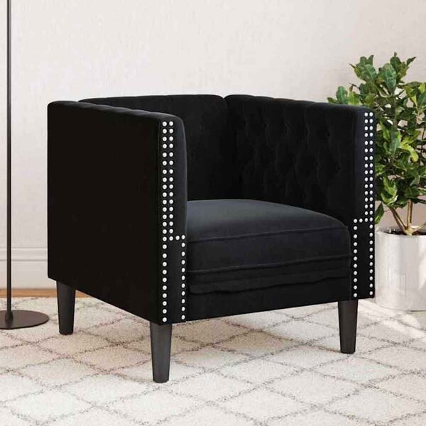 Ardino Velvet 1 Seater Sofa In Black