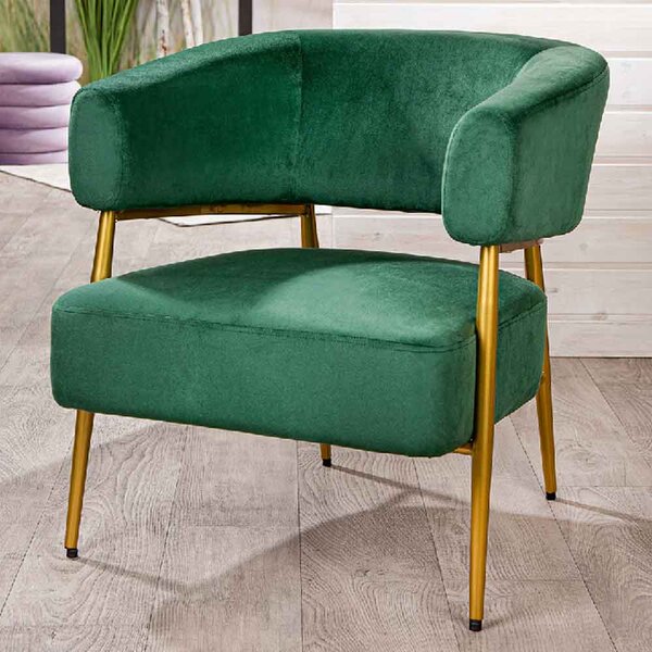 Artevia Velvet Armchair In Green And Gold