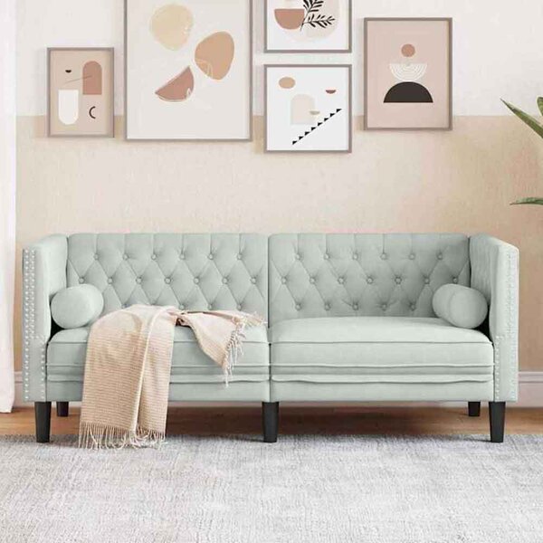 Ardino Velvet 2 Seater Sofa In Light Grey