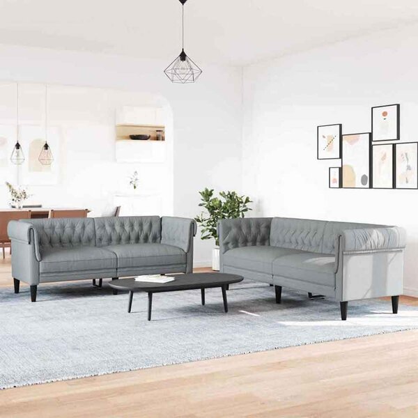 Ardino Fabric 3+2 Sofa Set In Light Grey