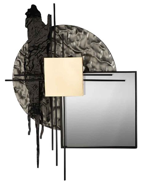 Galaxy Art Frame Metal Wall Art With Mirror In Black And Gold