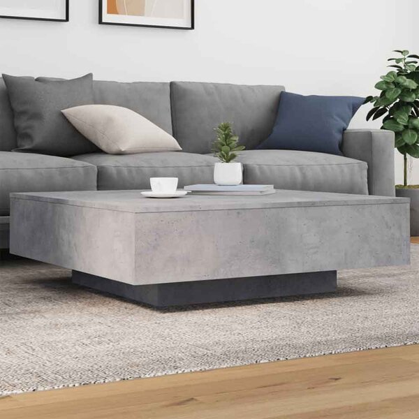 Baina 100cm Square Wooden Coffee Table With LED Light - Concrete Grey
