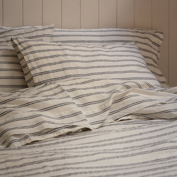 Piglet Ivory Kemptown Stripe Linen Blend Pillowcase (Pair) Size Square