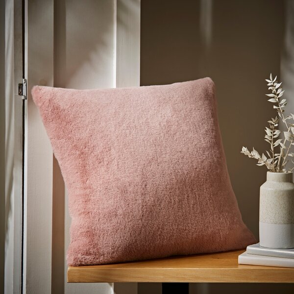 Dunelm Blush Pink Lenon Plush Cushion 43cm x 43cm Blush (Pink)