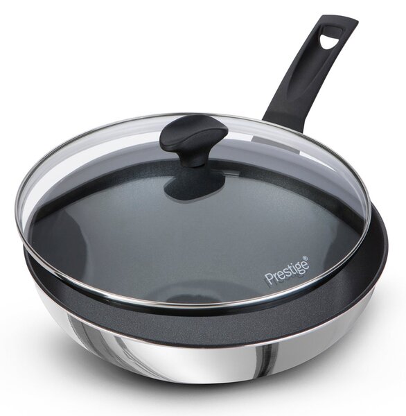 Prestige 9x Tougher Open Frying Pan, 31cm Silver