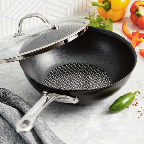 Anolon X Non-Stick Aluminium Stir Fry Pan, 25cm Black
