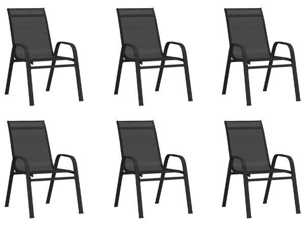Stackable Garden Chairs 6 pcs Black Textilene Fabric