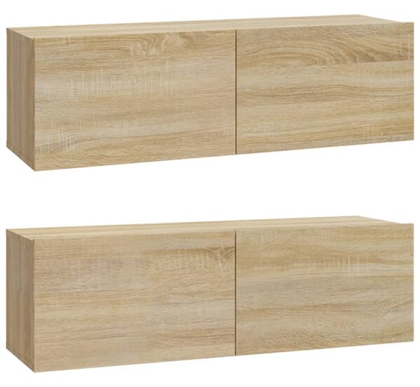 Wall TV Cabinets 2 pcs Sonoma Oak 100x30x30 cm Engineered Wood