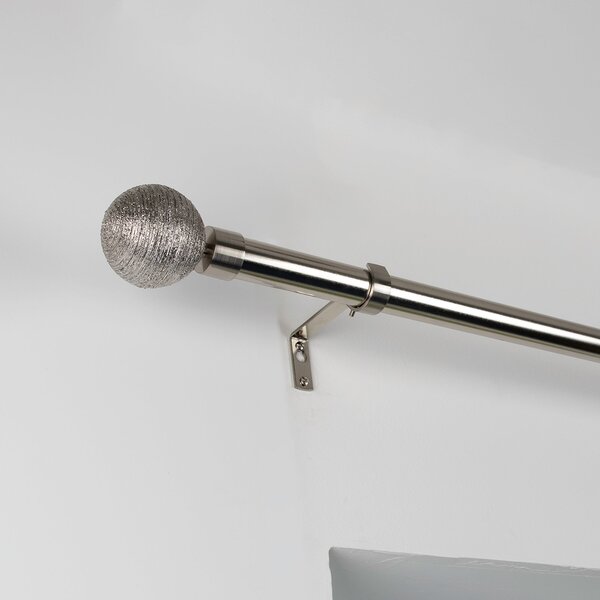 Holford Ball Extendable Metal Eyelet Curtain Pole Silver