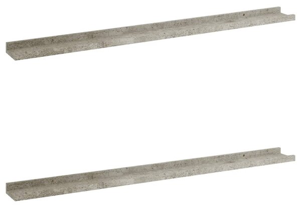 Wall Shelves 2 pcs Concrete Grey 100x9x3 cm