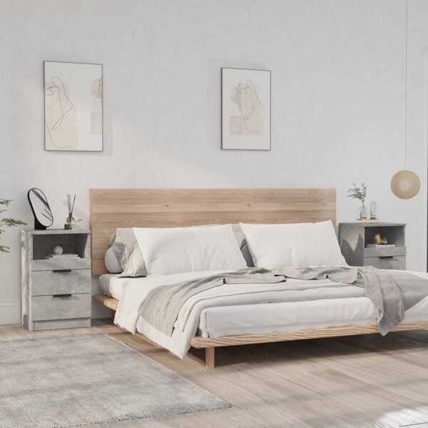 Bedside Cabinets 2 pcs Concrete Grey Engineered Wood