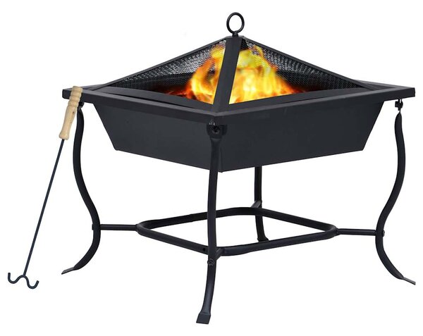 Fire Pit Black 42x42x45 cm Steel