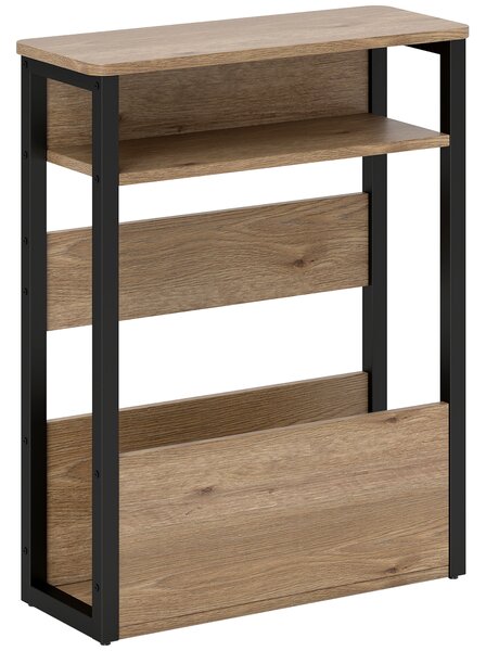 HOMCOM Industrial-Style Side Table - Black/Walnut Brown