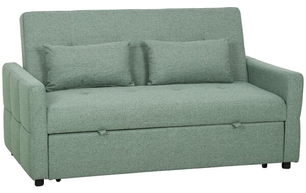 HOMCOM Three-Way Two-Seater Sofa Bed - Green