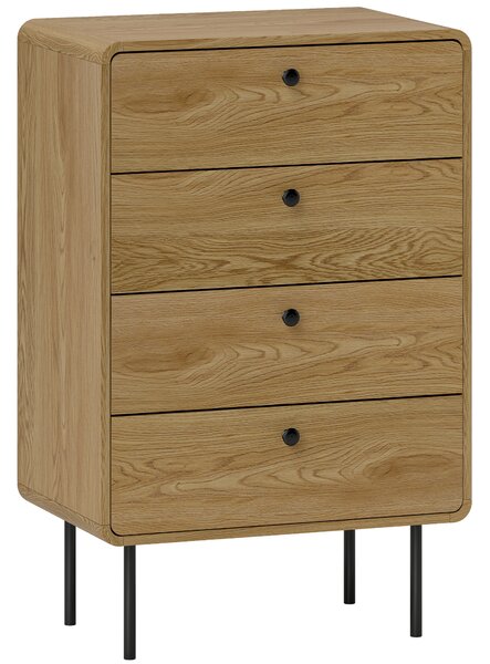 HOMCOM Modern Chest of Drawers with 4 Drawers - Oak