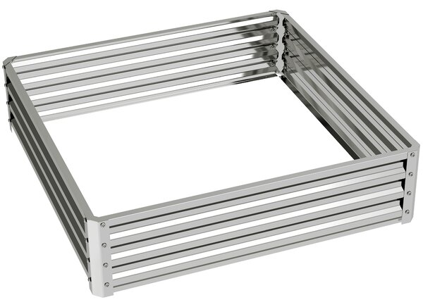 Outsunny Square Raised Garden Bed Box with Weatherized Steel Frame for Vegetables, Flowers, & Herbs, 120 x 120 x 30cm, Silver Tone