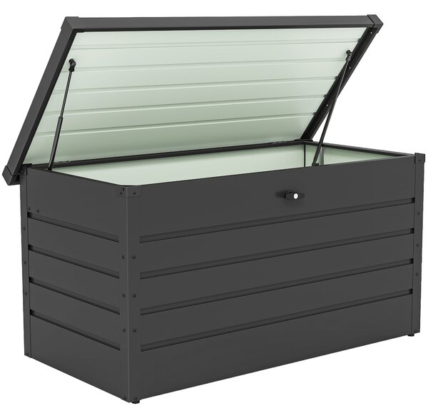 Outsunny 311L Galvanised Steel Garden Storage Box - Dark Grey