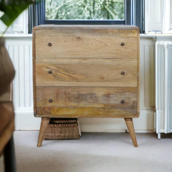 Wooden Chest of Drawers, 3-Drawers Storage Cabinet with Handcrafted Sustainable Design for Bedroom & Living Room, Brown Aosom UK
