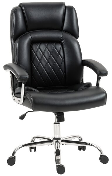 HOMCOM Big and Tall Office Chair 180kg with Spring Cushion, PU Leather - Black