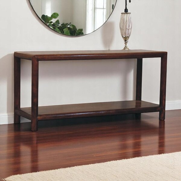 Wood Bench with Open-Slot Storage, Wooden Window Seat with Storage Shelf, Footstool for Living Room, Entryway, Brown Aosom UK