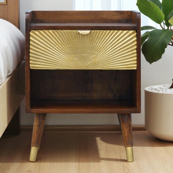 Mini Nightstand with Space-Saving Storage, Durable Side Table with Spacious Drawer & Single Shelf for Bedroom, Brown Aosom UK