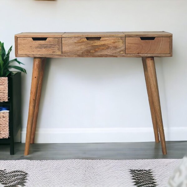 Wood Dressing Table with Mirror and 2 Smooth‑Gliding Drawers, Console Table with 4 Compartments, 40L x 100W x 78H cm, Brown Aosom UK