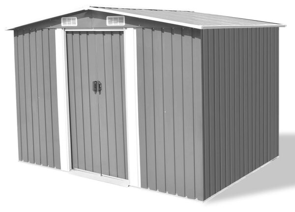 Garden Storage Shed Grey Metal 257x205x178 cm