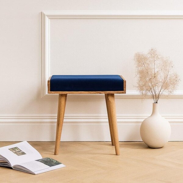Wood Footstool, Plush Upholstered Stool, High-Resilience Cushioning for Entryway & Living Room, Brown Aosom UK