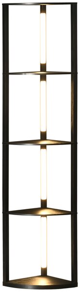 HOMCOM Corner Floor Lamp for Living Room Bedroom with Dimmable Warm White LED Light, Modern Tall Standing Lamp, Black Aosom UK