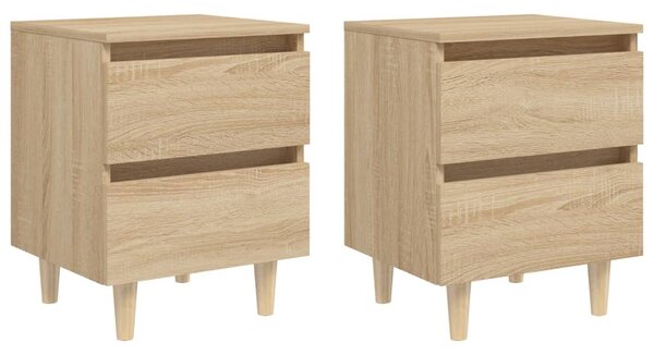 Bed Cabinets & Solid Pinewood Legs 2 pcs Sonoma Oak 40x35x50 cm