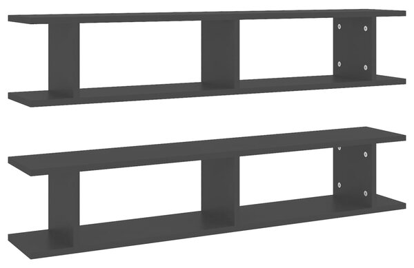 Wall Shelf 2 pcs Black 105x18x20 cm Engineered Wood