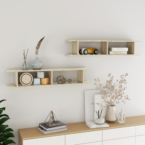 Wall Shelf 2 pcs Sonoma Oak 105x18x20 cm Engineered Wood