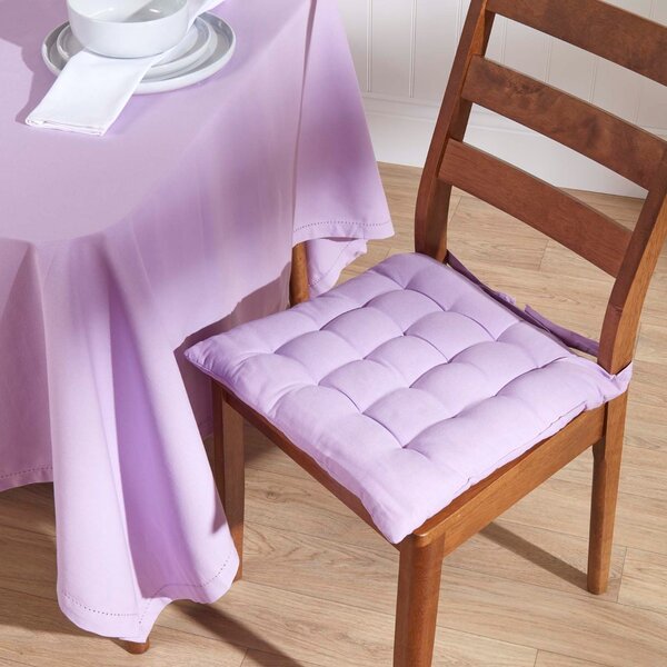 Mauve Plain Seat Pad with Straps 100% Cotton 40 x 40 cm, Set of 4